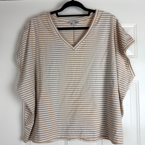 Miou Muse Tops - Miou Muse cream/tan stripe top sz medium